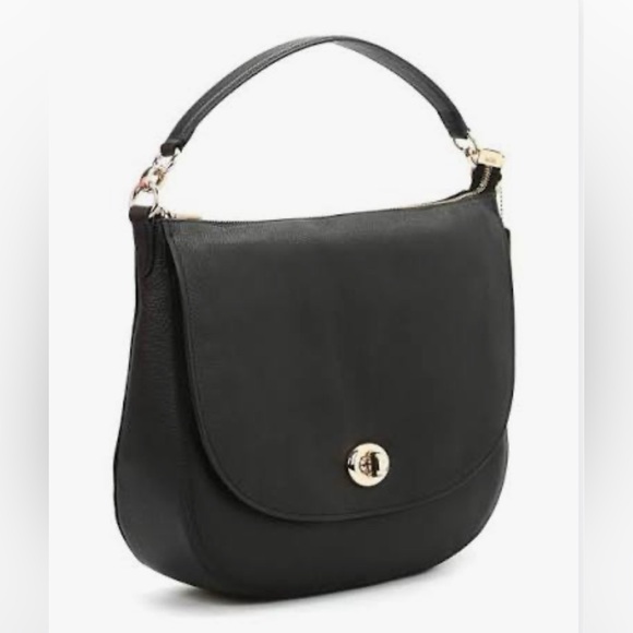 🔥NWT‼️Authentic Black Coach Turnlock Hobo Leather Shoulder Bag MSRP $350 - Picture 2 of 13